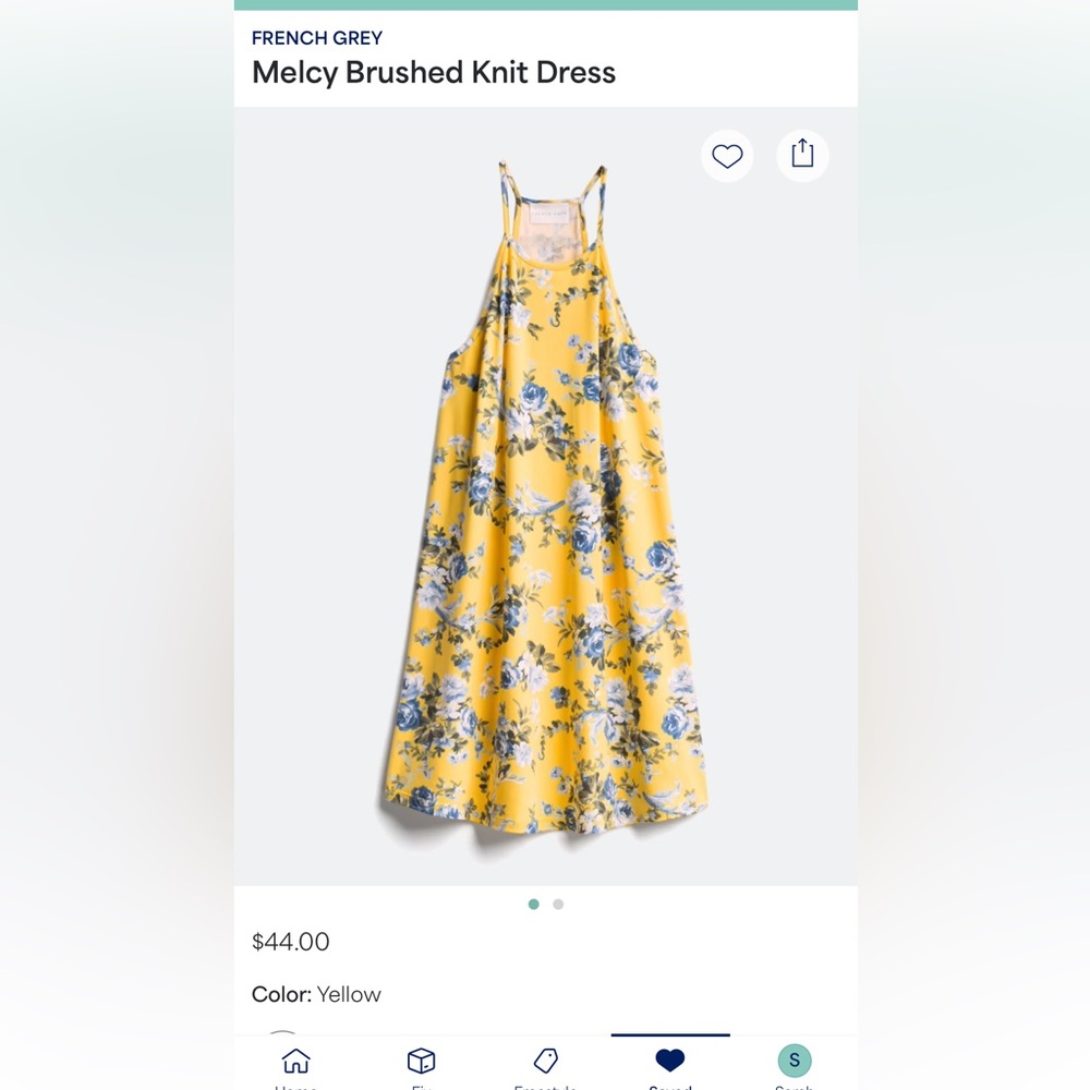 French Grey Women’s Large Yellow & Blue Floral Dress